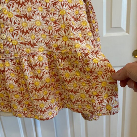 NWT Simply Southern Sunflower Print Long Sleeve Button Front Peplum Crop Top LG - Picture 6 of 11